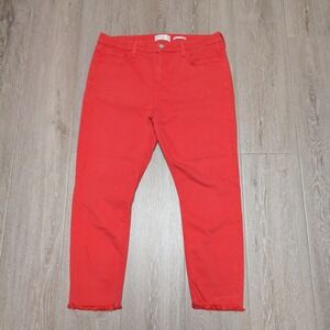 Jen7 by 7 For All Mankind Coral Cropped Skinny Jeans Raw Hem 12 High Rise 33x24